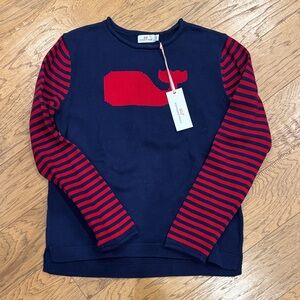 Vineyard Vines Navy and Red Whale Sweater